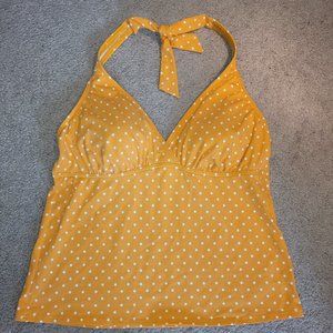 Lands' End Orange Polka Dot Halter Tankini Top 12